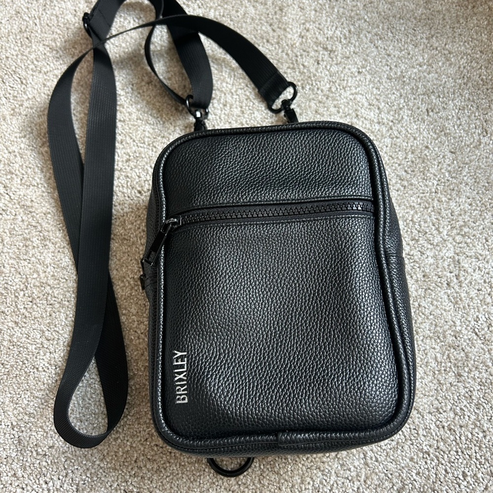 BRIXLEY Black Pebble Leather Crossbody Bag